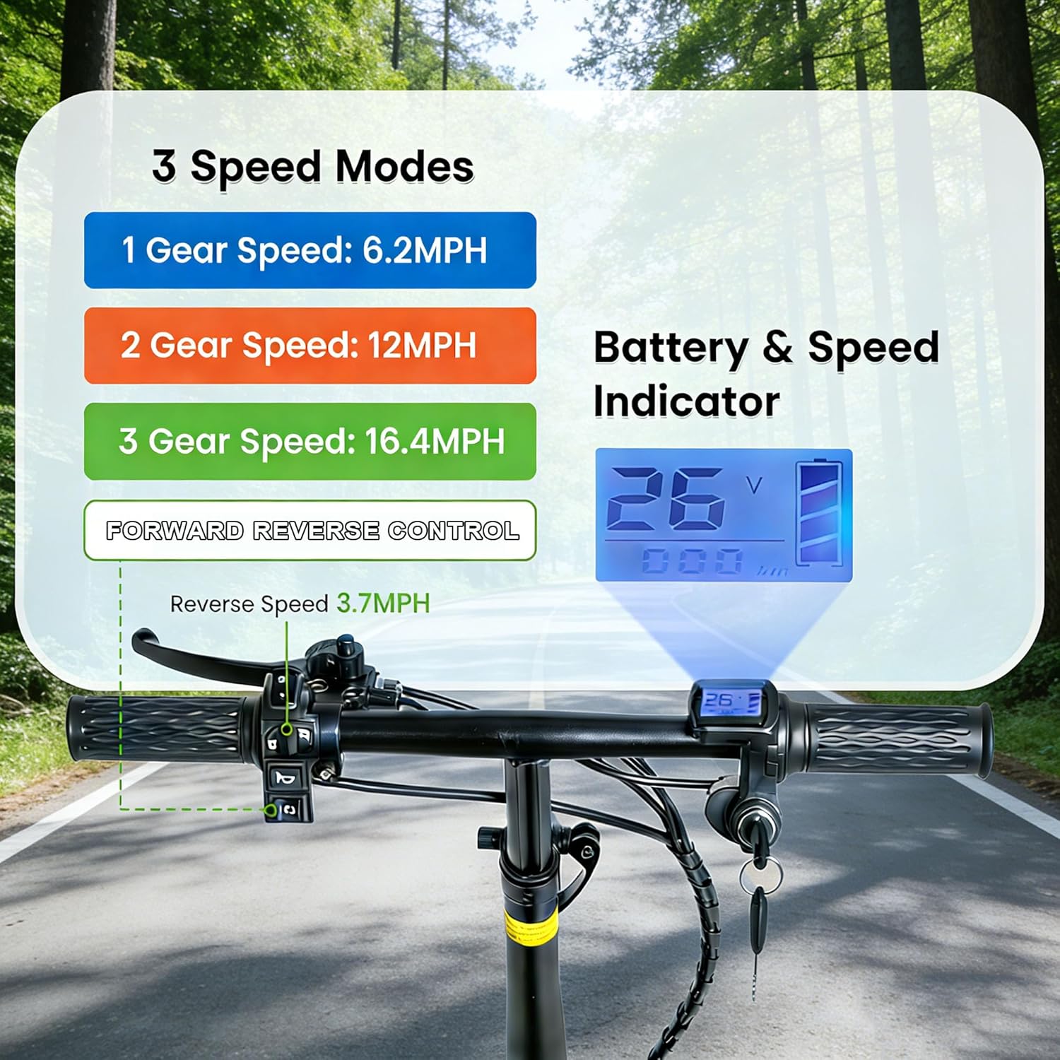 saun Mobility Scooter for Adults -Foldable, 3 Wheel Electric Scooter for Seniors -Lightweight, Portable Commuter Scooter with Adjustable Speeds, 330 lbs Load