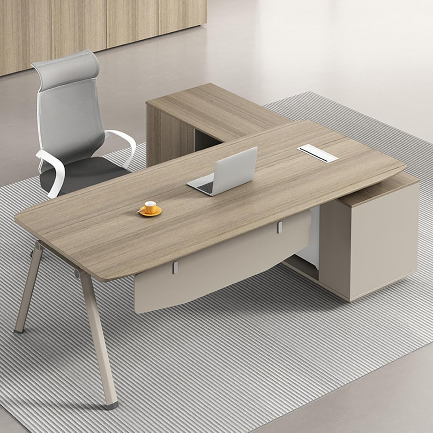 Design Office Desk Luxury Monitor Computer Monitor Stands Console Executive Writing Desk Accessories Business Workstation Home Office Desk with Metal Frame