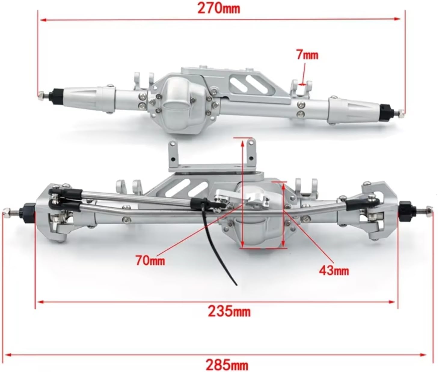 Rc Crawlers Axles For Axial For Wraith 90018 90020 90045 RR10 90048 90053 1/10 Metal Front And Rear Axles RC Crawler Car Upgrade Part Heavy Duty(Silver,1set)