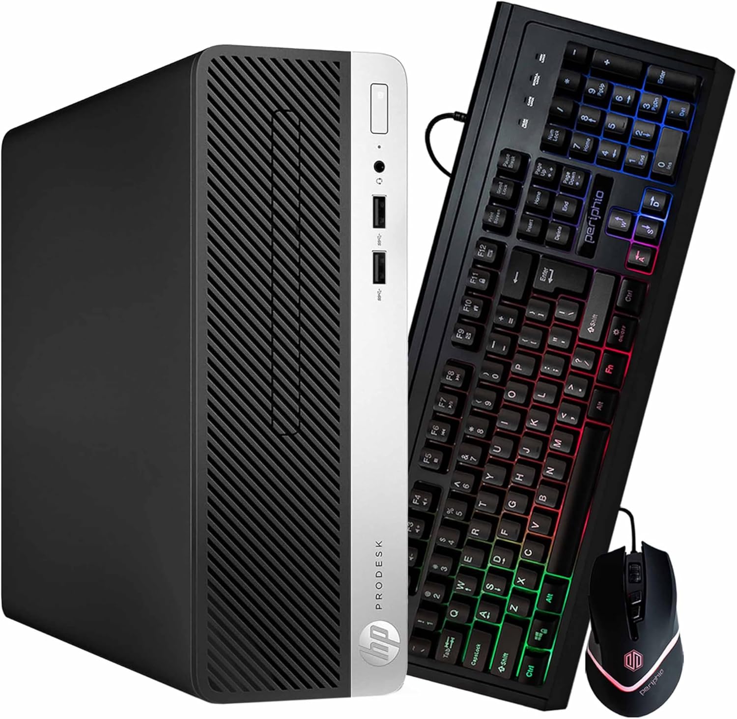 HP 400G5 ProDesk Desktop PC | Windows 11 Pro | Intel i5-8500 | 16GB RAM - 250GB NVME + 500GB SSD | RGB Keyboard & Mouse | AX200 WiFi + BT | Home Office Computer (Renewed)