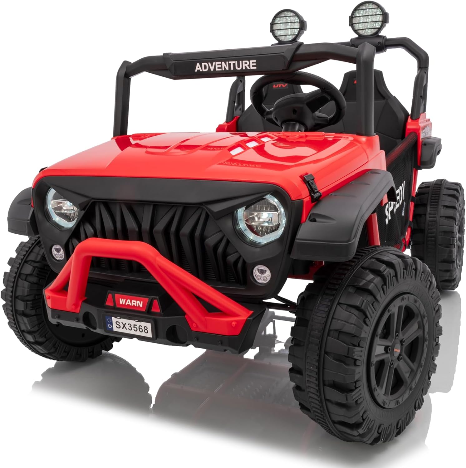 24V Ride on Car for Big Kids, 2 Seater Ride on Toy, Kids Electric Vehicles with Remote Control, Spring Suspension, Front & Behind LED Lights, Dual Storage, 3 Speeds, Music, Smooth Start, Red