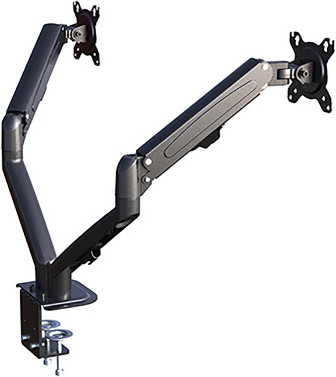 G08-24 Dual Monitor Desk Mount Bracket for 13 to 27 Inch LCD Screens, Swivel and Tilt Adjustable Dual Arm Desk Mount