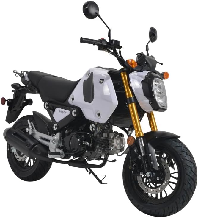 HHH 125cc Motorcycle Bike Vroom 125 Street Scooter 125cc Motorcycle Gas Bike, Scooter with Big Headlights (White)