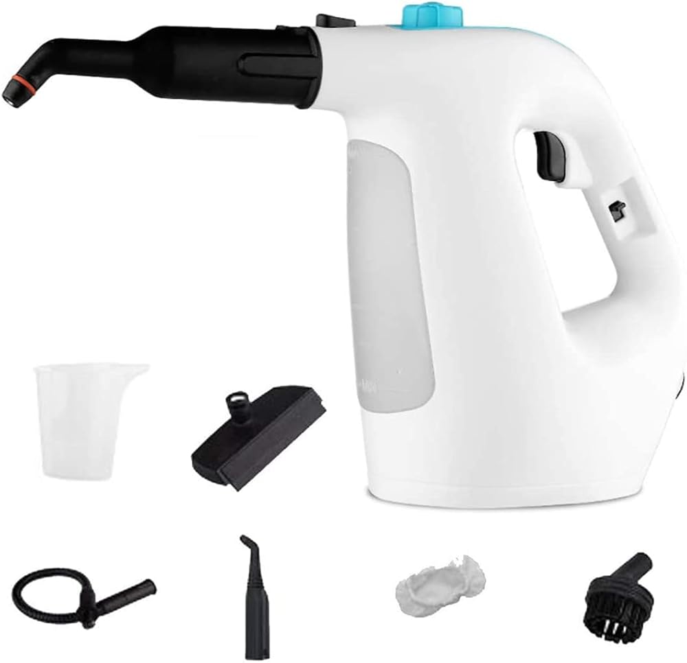 ZWEBY Steam Cleaner Handheld Pressurized High Temperature Cleaning Machine Chemical Free Steamer for Kitchen Bathroom Hard Floor, Windows, Autos, Carpet 1500W (White)