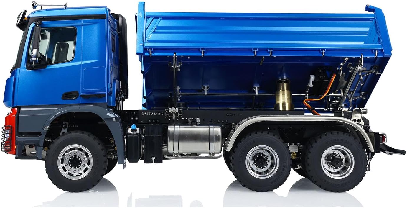 1:14 6X6 LESU RC Hydraulic Dump Car RTR Metal Remote Control 3-Way Dumper Trucks 3-Speed Transmission Differential Lock Light Sound System Model