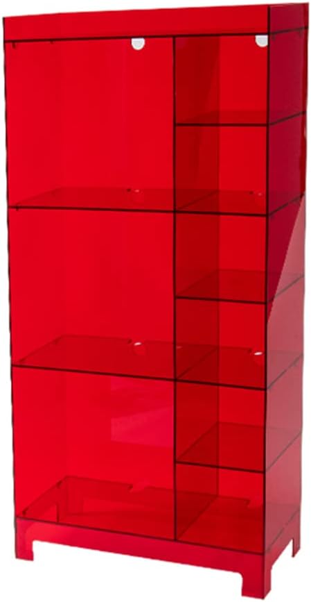 XSSS-ZC Acrylic Shelves, Transparent Storage Racks, Living Room Floor Display Racks, Bookshelves, Bookcases, Transparent Decorative Cabinets,Red