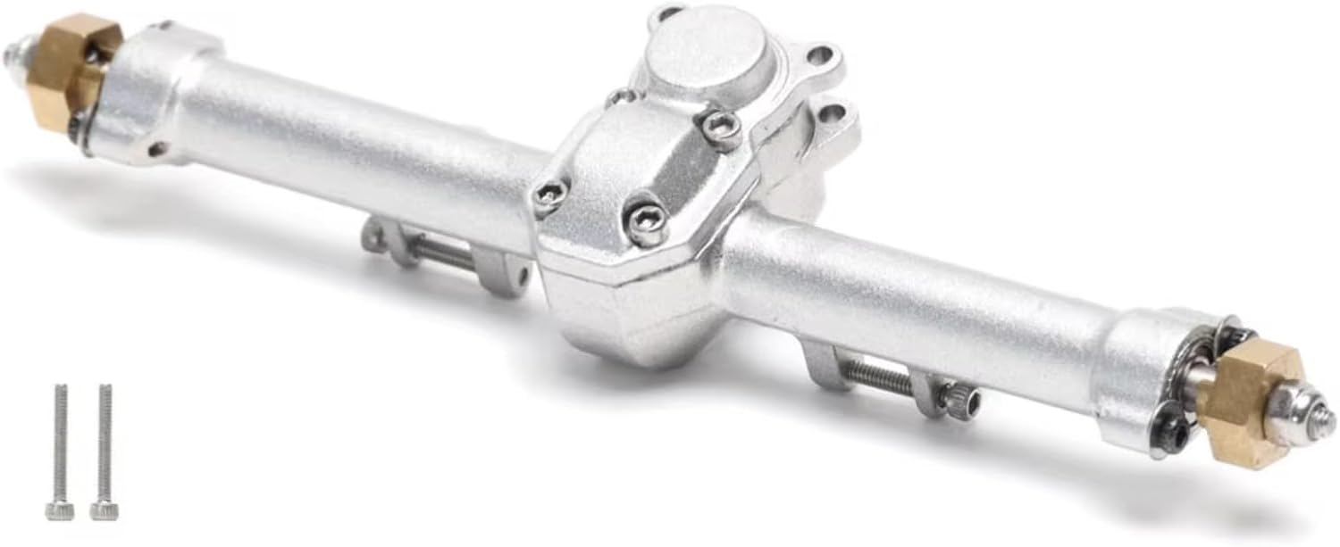 RC Axle Models For Axial For SCX24 90081 C10 B-17 1967 2019 For Wrangler 1/24 Alloy Casting Complete Edition Front Rear Axle Set RC Model(Silver,1set)