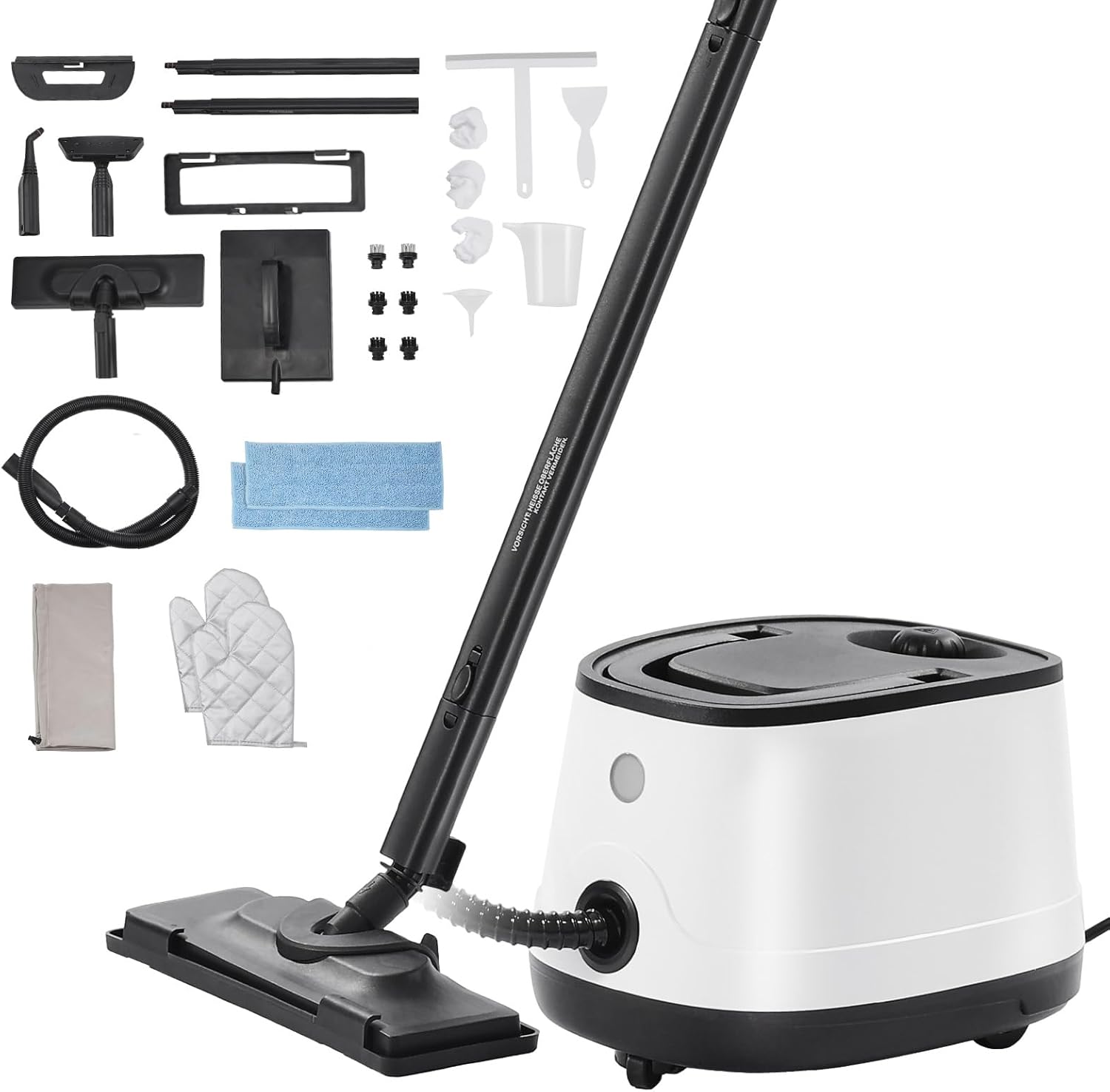 Happybuy Steam Cleaner, Multipurpose Powerful Steamer with 27 Accessories, Extra-Long Power Cord, 51 oz Tank, Portable Handle, for Grout, Tile, Floors, Appliances, Home & Car Cleaning