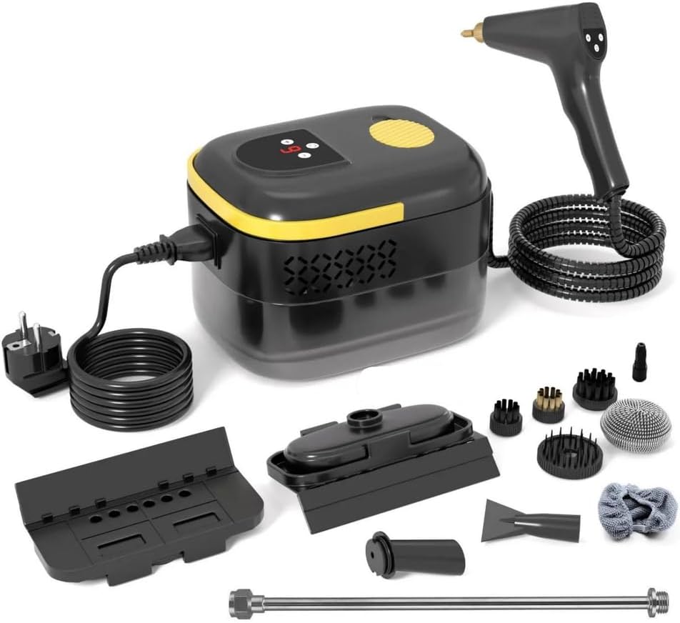 Miluqike 2500W High-Temperature Handheld Steam Cleaner for Air Conditioner Kitchen Hood Car and Floor - Portable Cleaning Machine,Yellow