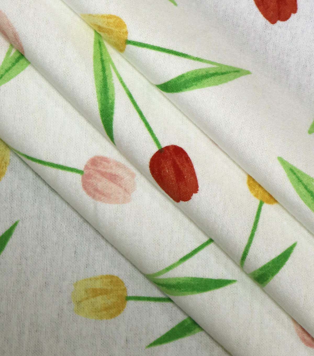 Tulips on White Super Snuggle Flannel Fabric