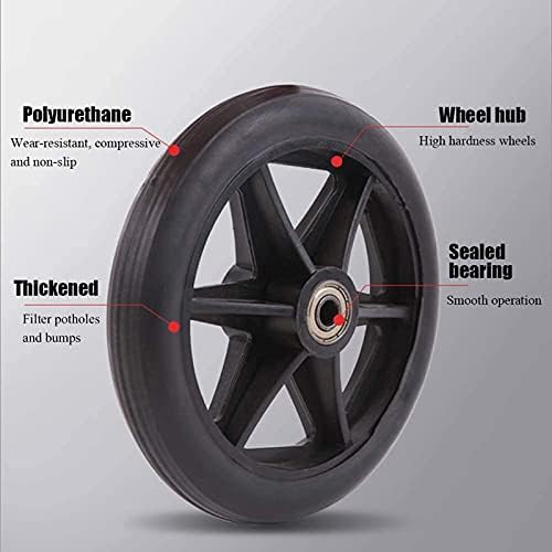 2pcs 6Inch/7Inch/8Inch Manual Wheelchair Caster Wheels, Solid Front Wheelchair Wheel Replacement, Durable Strong/Wearproof/Anti-Skid Walker Wheels