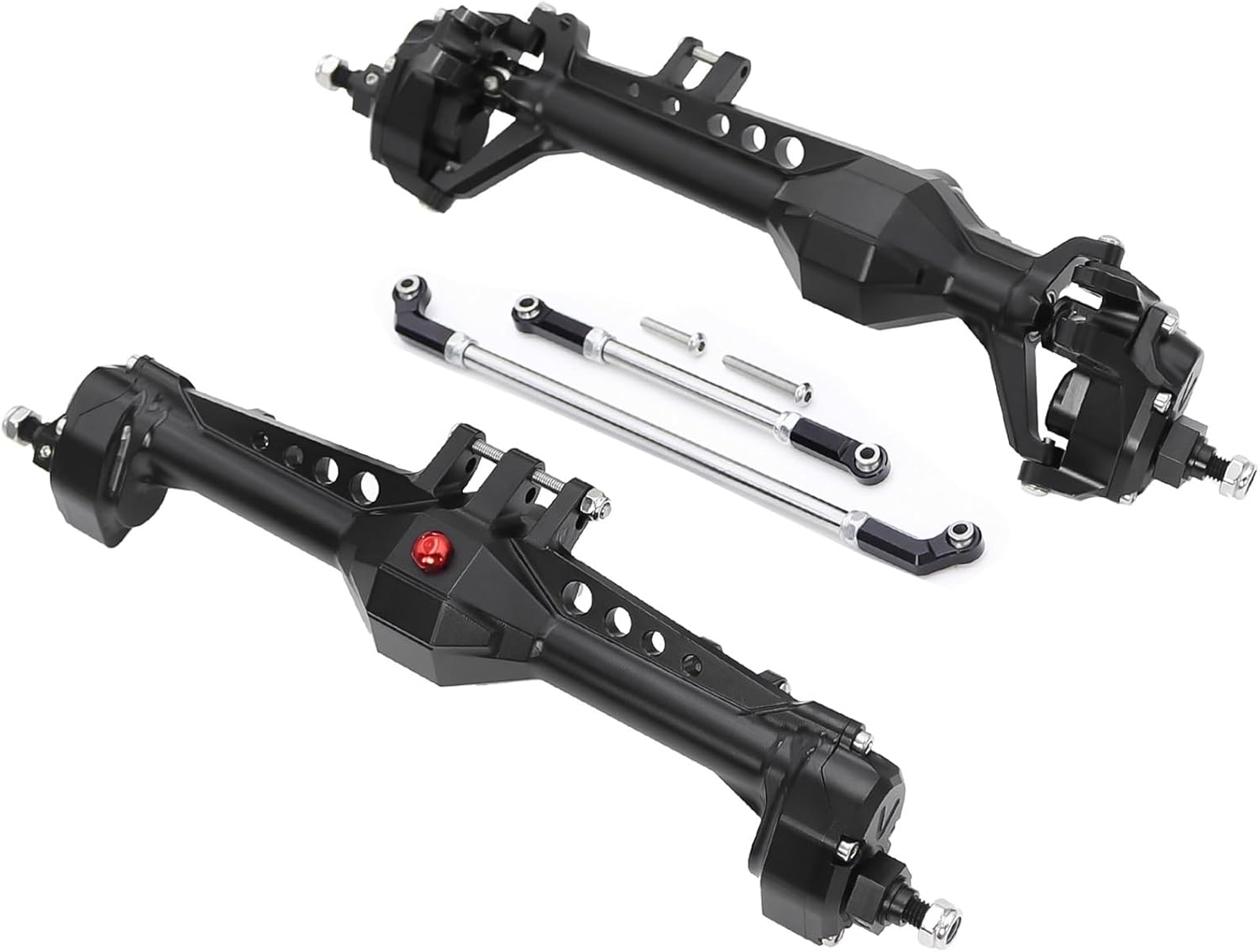 RC Crawlers Components For Vanquish 1/10 For VS4-10 For Phoenix F10 Metal Front Rear Portal Axle Complete Set Replacement RC Crawler For LCG Chassis DIY Upgrade Parts(Black,Set)