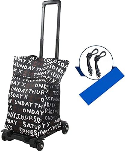 Collapsible Wagon Cart with Wheels Foldable Folding Wagons Carts Silent Universal Wheels,Shopping Cart Trolley Folding with Rotating Wheel Trolley Portable Shopping Cart Utility Company Home