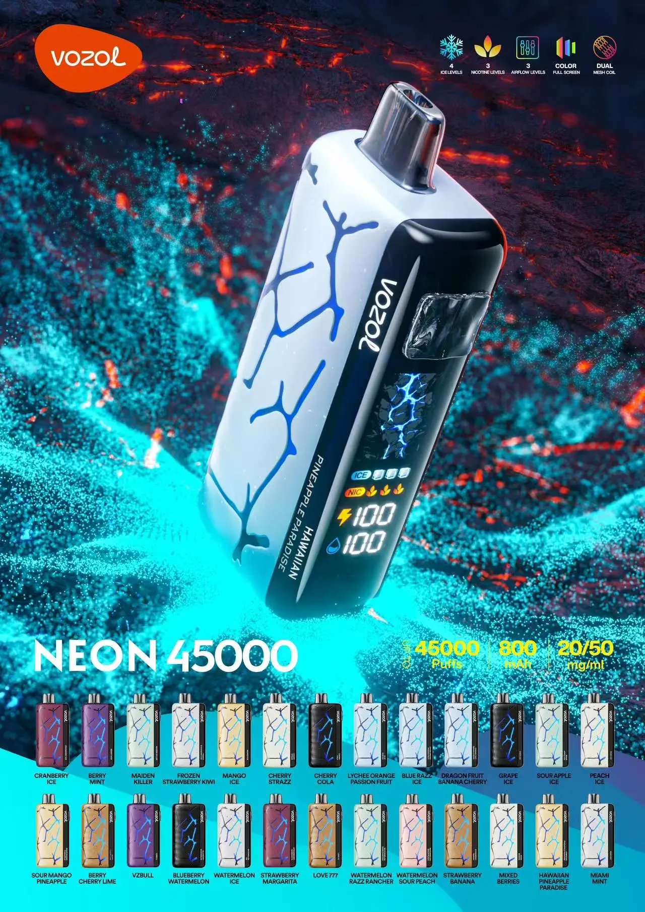VOZOL NEON 45K (10pcs) - MYEU VAPES