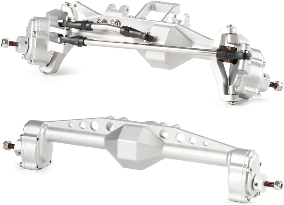 7075 Aluminum Machined Offset Portal Axle Set Front Rear Compatible with H10 Optic RC Rock Crawler Compatible with BTA Servo Mount and Cheater Rigs(Silver 2 Piece Set)
