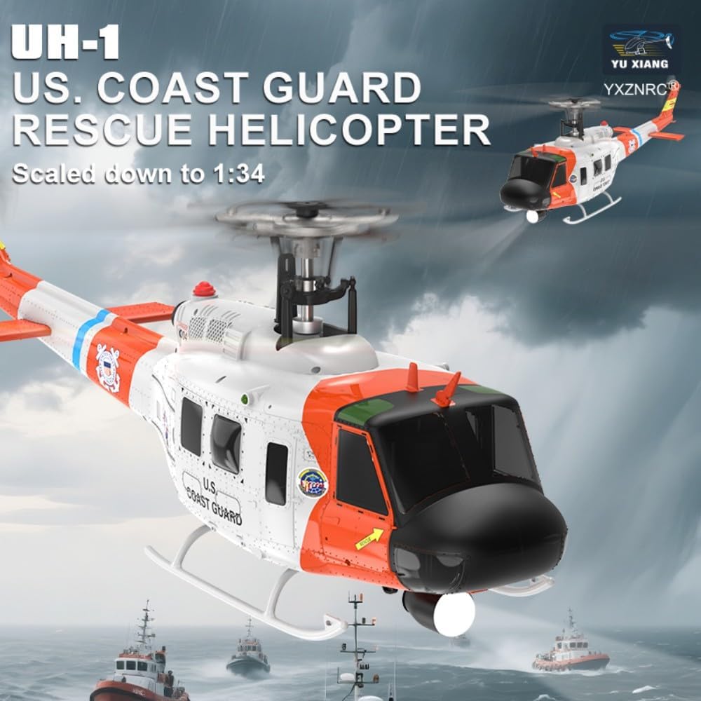 Hanll F07S GPS UH-1 Huey Professional-Grade RC Helicopter – Dual Brushless Motors, GPS & Optical Flow Positioning, Altitude Hold, 8CH HD Display Transmitter, Type-C Charging, for Adults