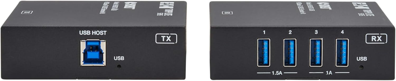 Tripp Lite 4-Port USB Extender Over Ethernet Kit, HDBaseT-USB3 Over Cat6a, 5 Gbps USB-A 3.2 Gen 1, Up to 328 Feet / 100 Meters, Power Over Cable, RS-232, TAA Compliant, 1-Year Warranty (BHDBT3-USB)