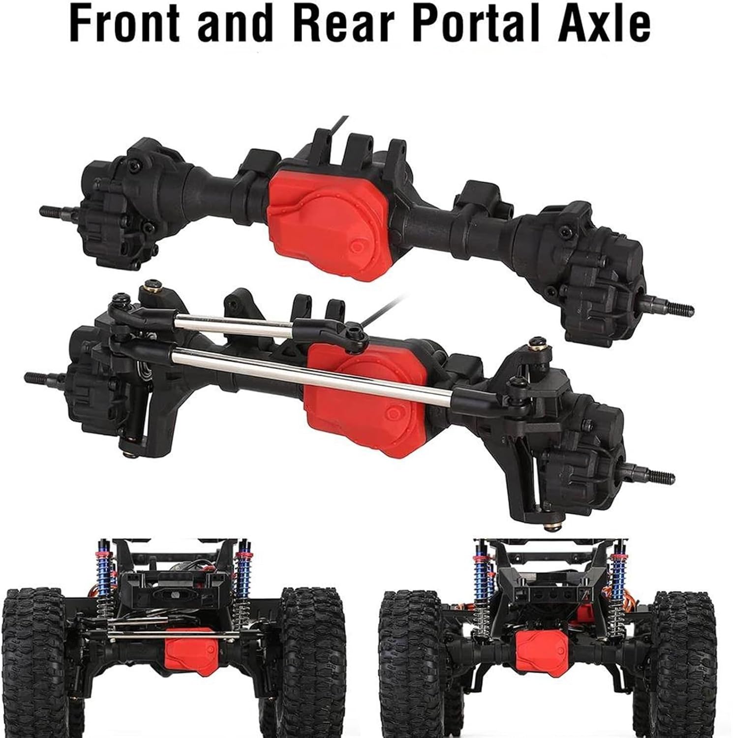 RC Car Accessories for Traxxas TRX-4 for Axle Metal RC Portal Axles 1/10 Front and Rear Axle with T-Lock Differential RC Modification Accessories(Front and Rear Axles)