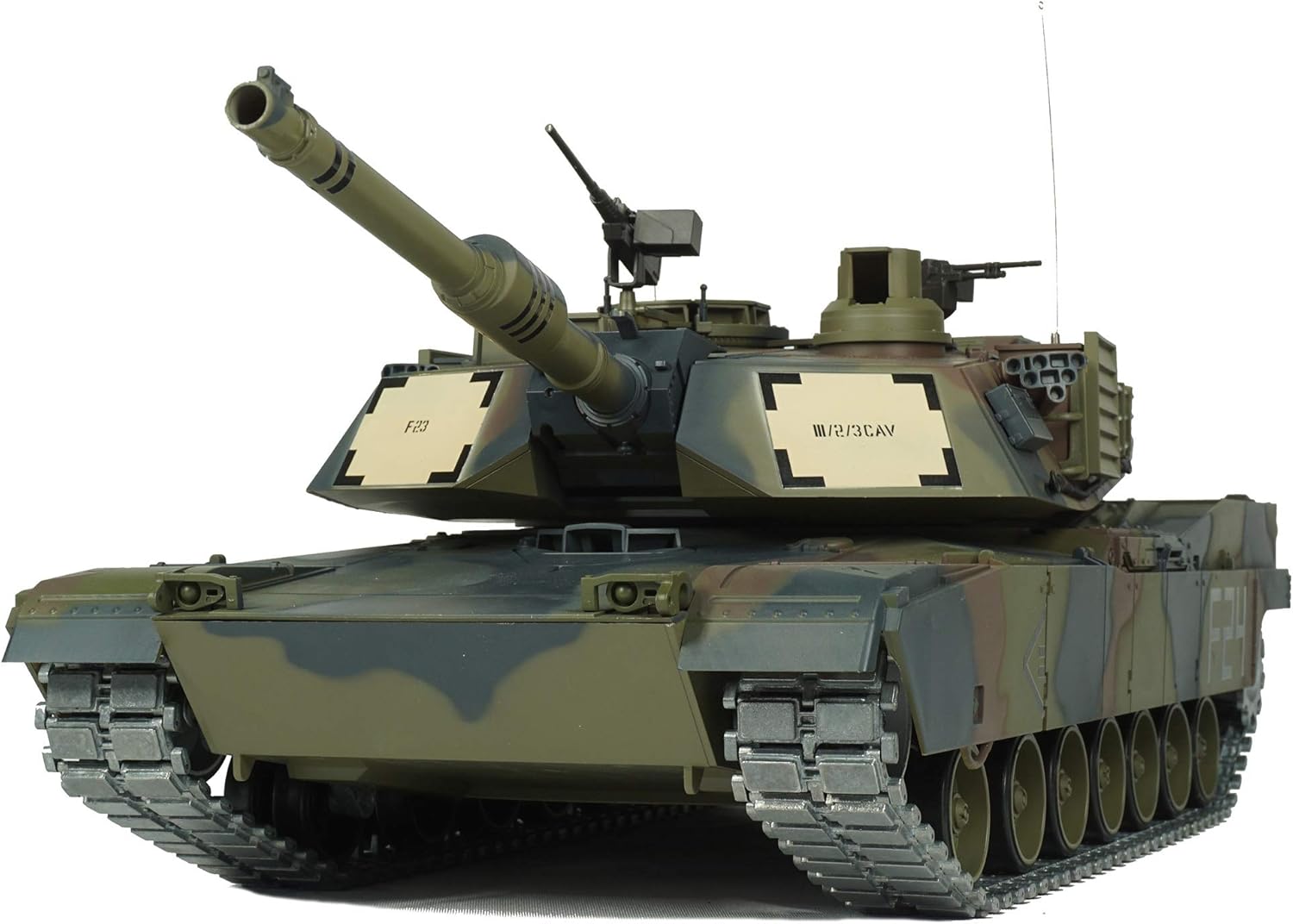 Heng Long Modified Edition 1/16 2.4ghz Remote Control US M1A2 Abrams Tank Camouflage Color(360-Degree Rotating Turret)(Steel Gear Gearbox)(3800mah Battery)(Metal Tracks &Sprocket Wheel & Idle Wheel)