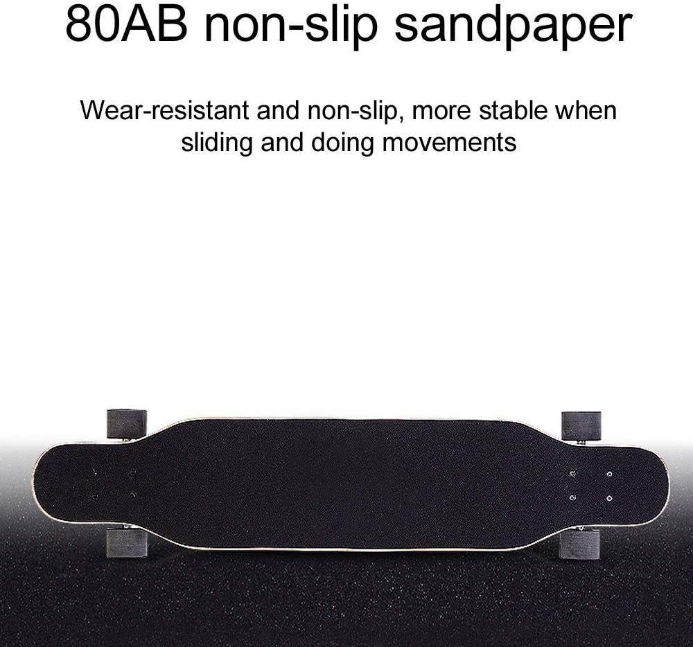 Longboard Complete Board 107×22.5 cm Dancing Cruiser Double Kick Skateboard with T-Tool 7 Layers of Maple High-Speed ABEC-7 Bearings 70×50mm PU Wheel for Youths Adults Kids Beginners (A)