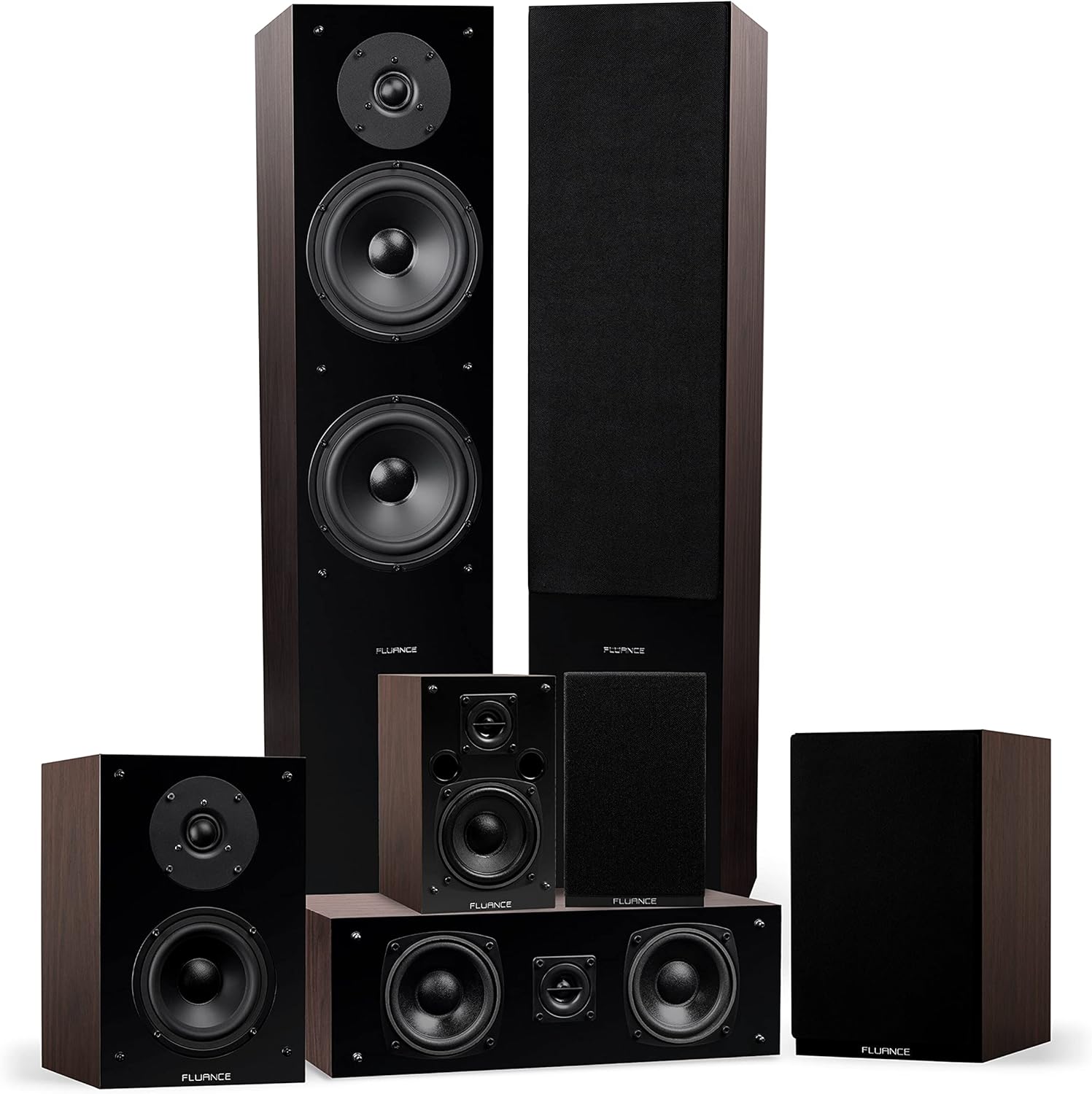Fluance Elite High Definition Surround Sound Home Theater 7.0 Channel Speaker System Including 3-Way Floorstanding Towers