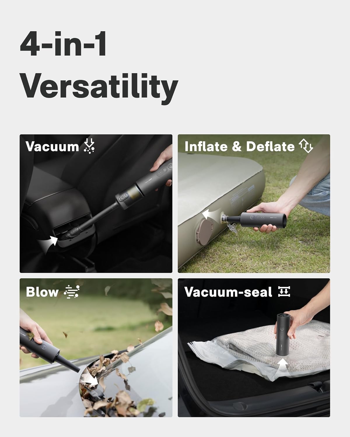 HOTO AutoCare Air Duster & Vacuum with Mini Bike Tire Pump