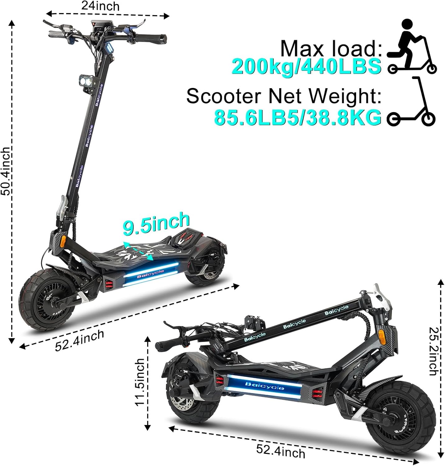 Electric Scooter Adults 1600/6000W Motor 50 Miles Long Range & 40/45/50 MPH Top Speed 10