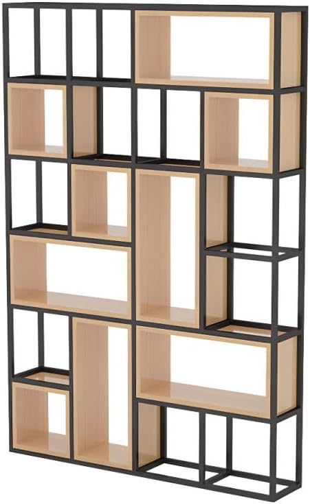 CraftThink Geometric Metal and Wood Bookcase, 63