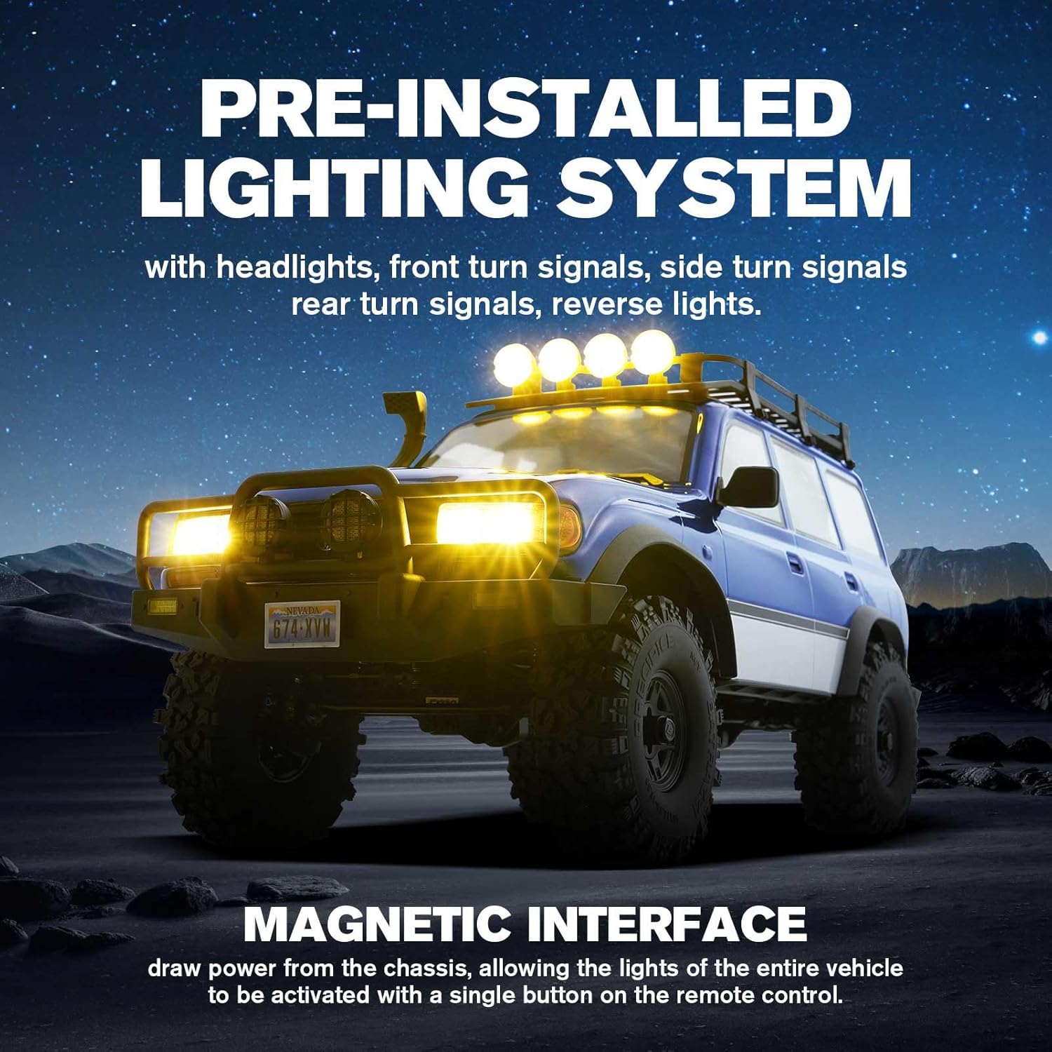 EAZYRC FMS FCX10 1/10 RC Crawler LC80 PRO V2-Official Toyota Licensed,High-Performance Brushless RC Crawler 4X4,Two Speed Transmission,Metal Chassis,Realistic LED Lights,RC Car for Adults (Blue)