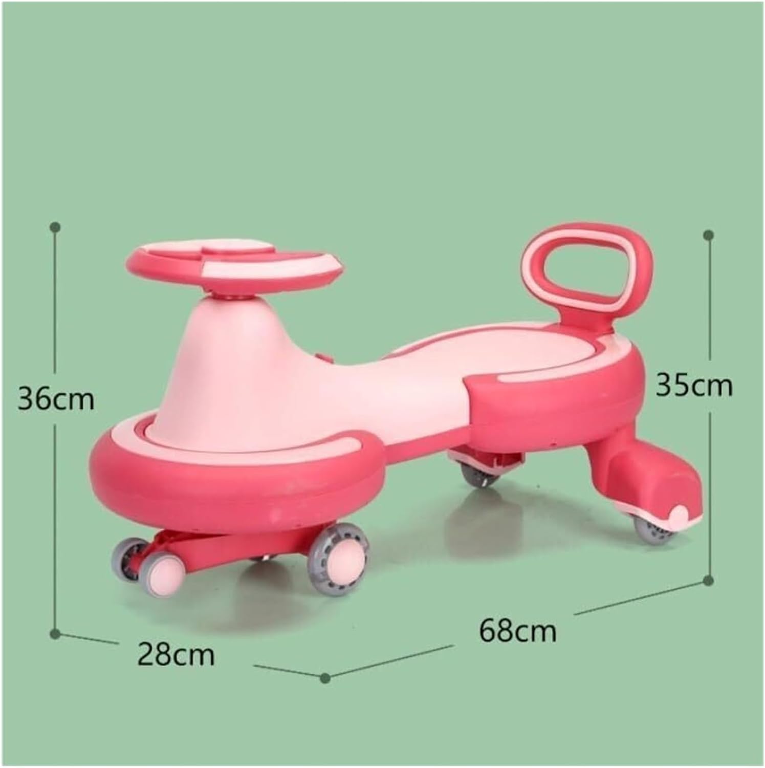 Wiggle Scooter Wiggle Car Ride On Toy, Twist Swing Car with Flashy PU Wheels for Indoor Outdoor Boys Girls 3 Year and UP(Pink)