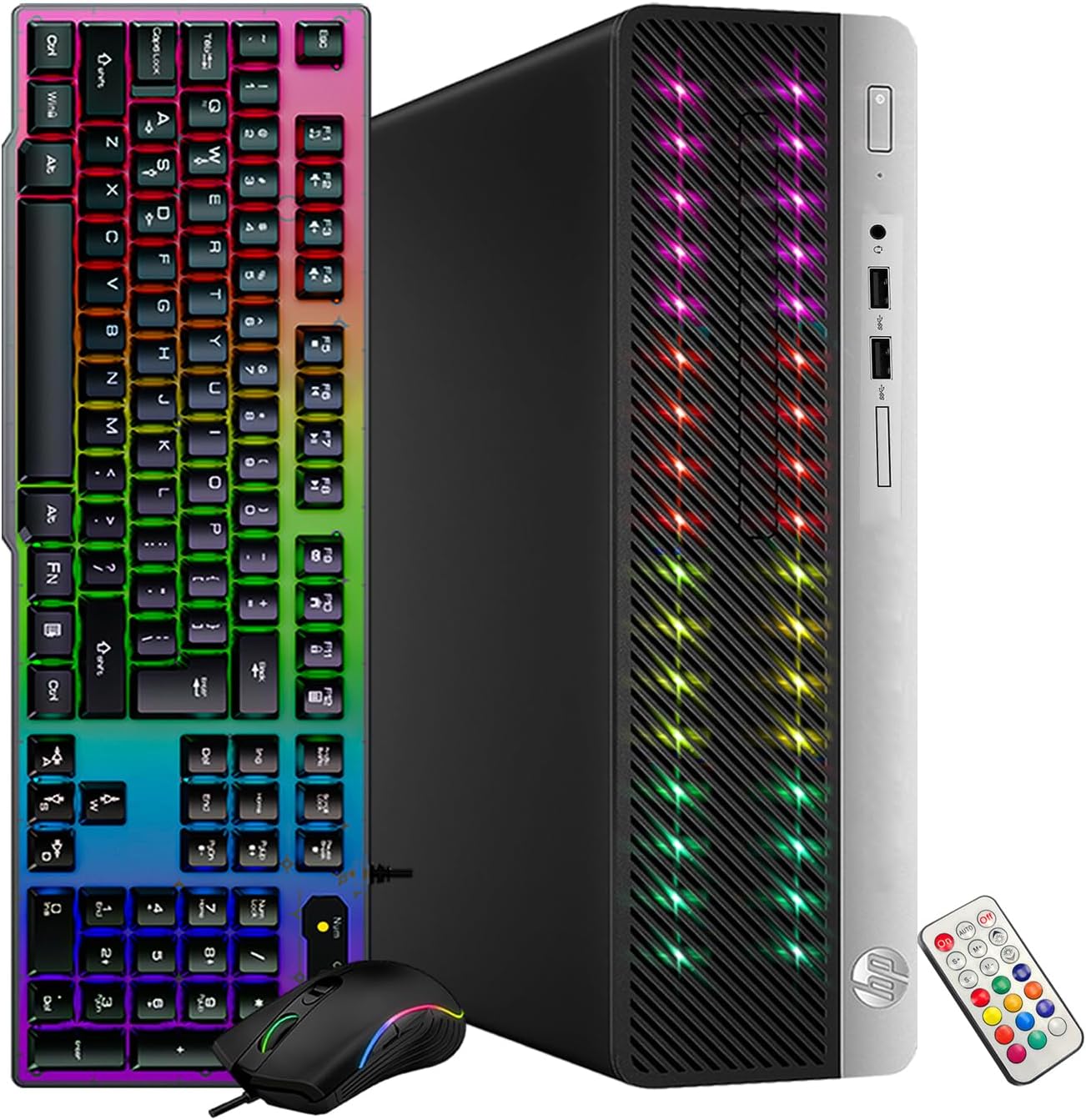 HP EliteDesk 800 G4 SFF High Performance RGB Desktop Computer, GeForce GT 1030 2GB, Intel Six Core i5-8500 up to 4.1GHz, 16GB DDR4 RAM, 512GB SSD, WiFi, BT, Windows 11 Pro 64 En/Sp/Fr(Renewed), Black