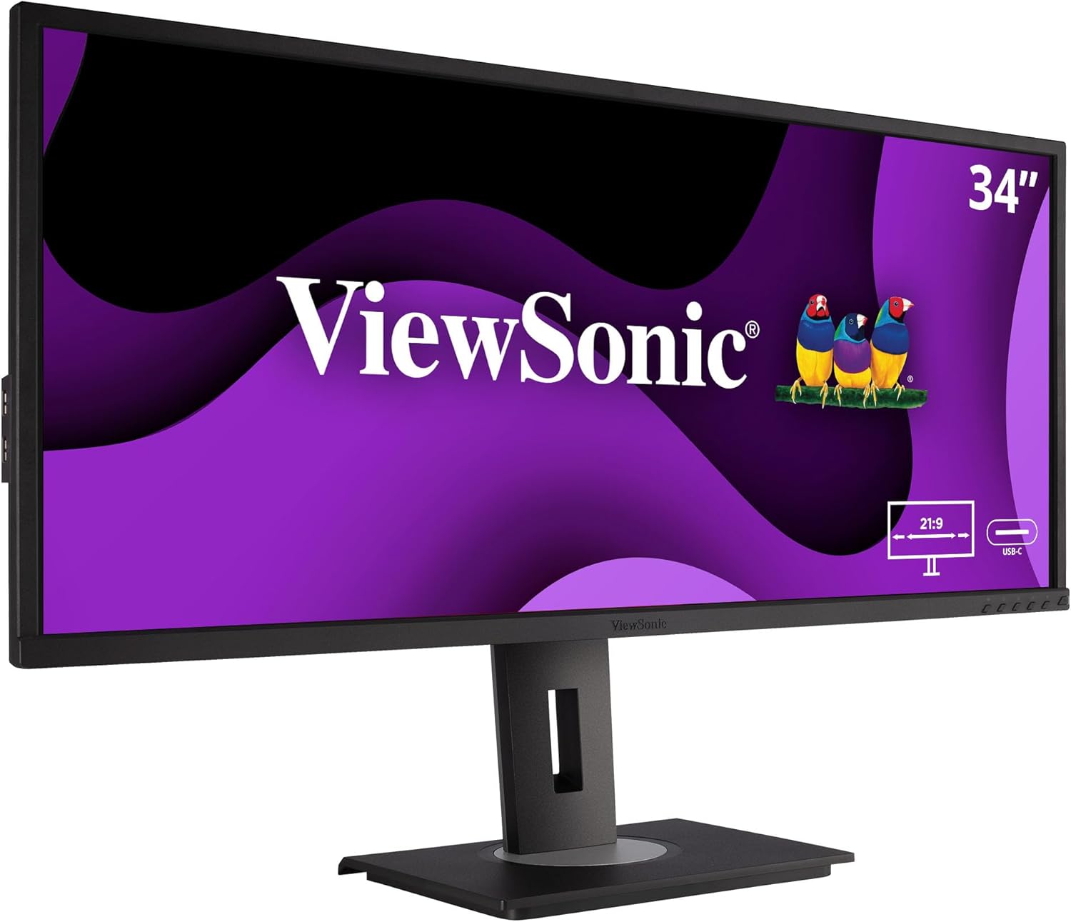 ViewSonic VG3456 34 Inch 21:9 1440p Monitor with Ergonomics Design, USB C, FreeSync, Docking Built-In, Gigabit Ethernet RJ45 for Home and Office