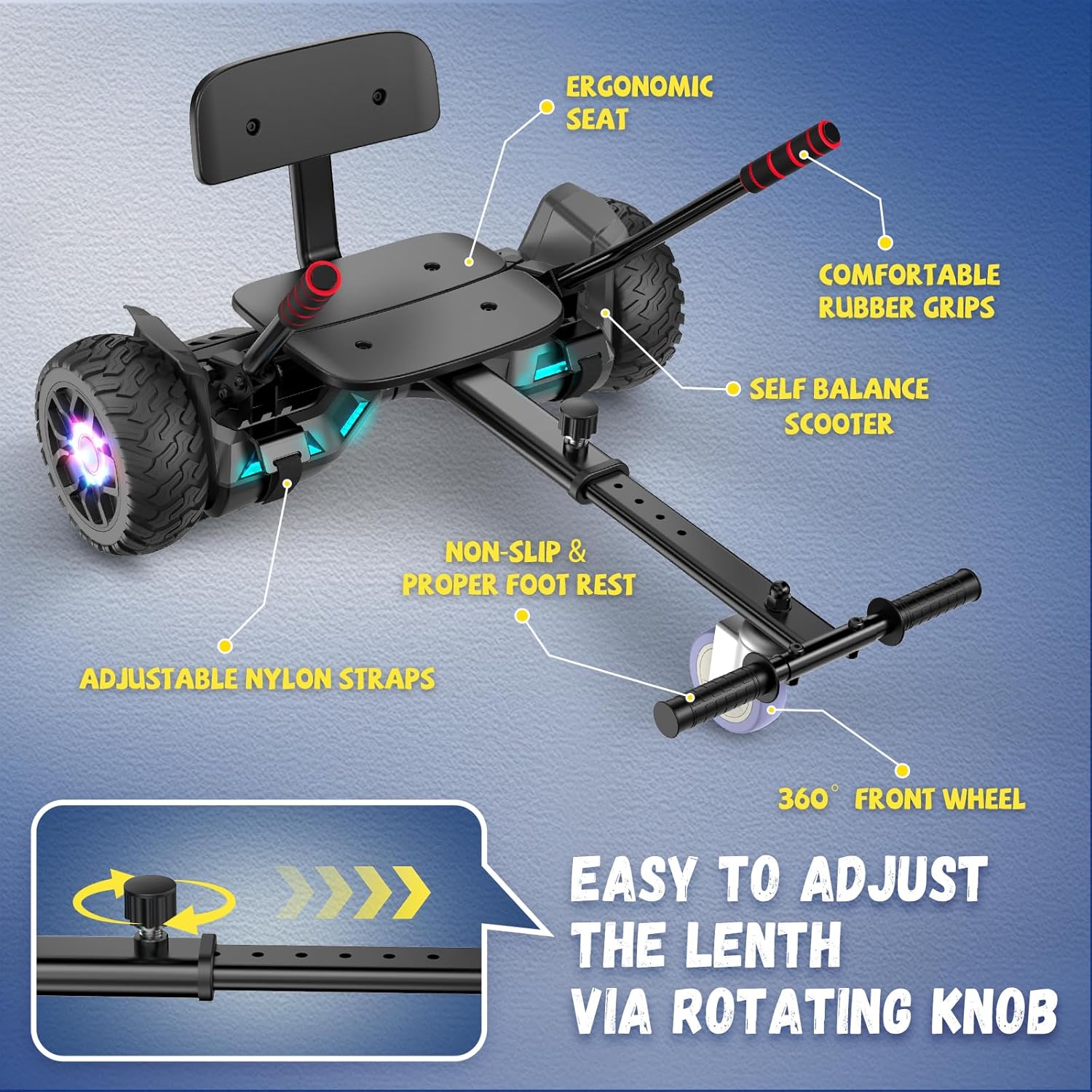 SISIGAD Scooters for Kids Ages 7-12, with Built-in Bluetooth Speaker and 6.5