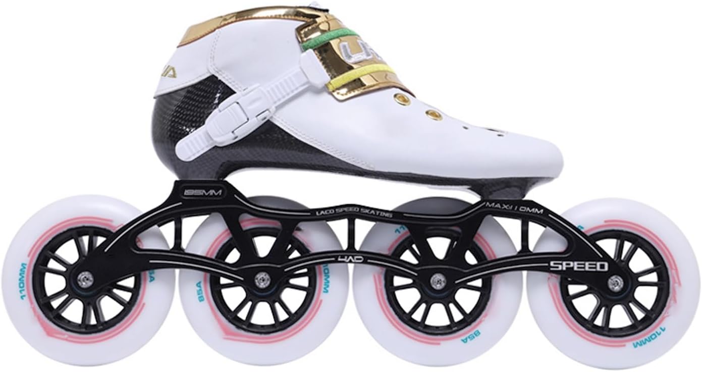 Inline Speed Skate for Men Women, 4 X 90-110mm Wheels Adult Adjustable Racing Inline Skates Professional Carbon Fibre Speed Roller Skates, Unisex