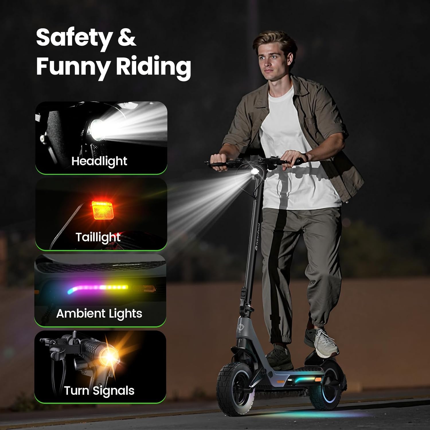 isinwheel Z1 Electric Scooter, 28/22 MPH Top Speed,1000/500W Motor E-Scooter Up to 30/20 Miles, Shock Absorbers & Turn Signal, Foldable Scooter for Adults and Teens