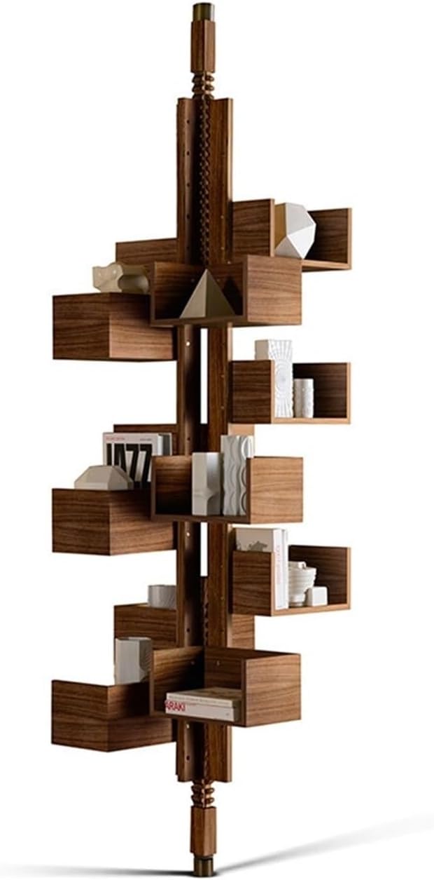 sdneNest Bookcase Walnut Bookshelf, Swivel Adjustable Shelving, Showroom Model Room Designer Corner Bookshelf Bookshelf