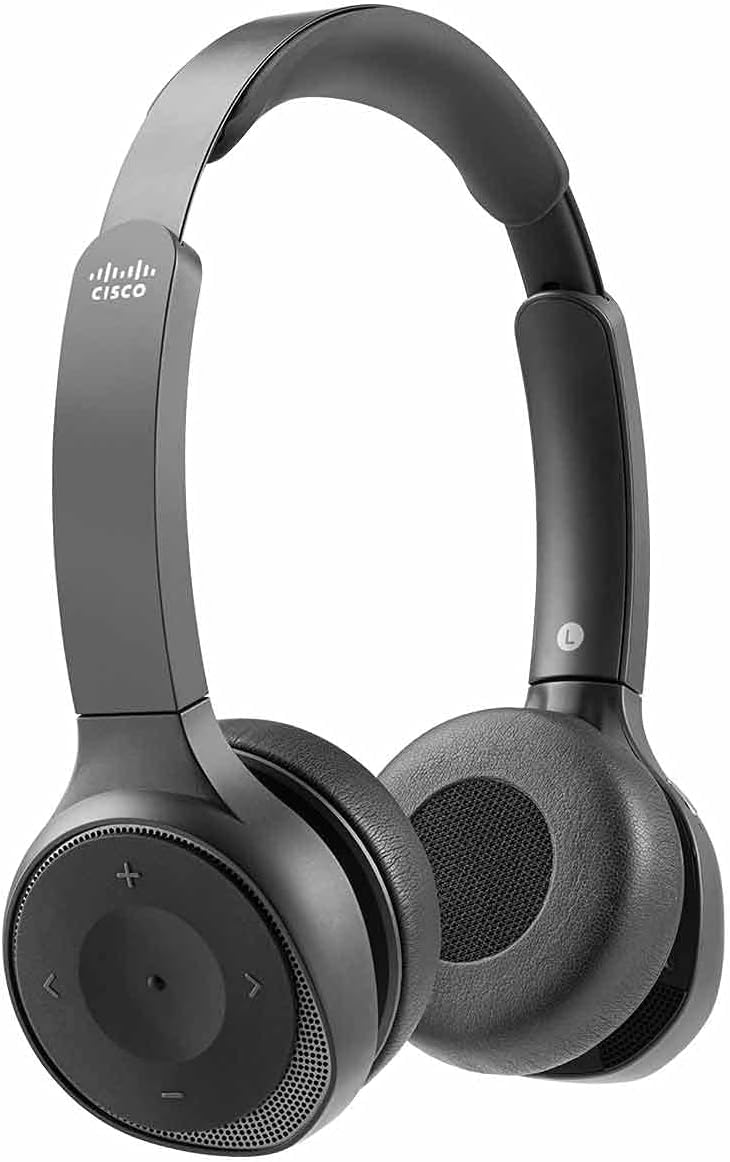 Cisco Headset 730, Wireless Dual On-Ear Bluetooth Headset with Case, USB-A HD Bluetooth Adapter, USB-A and 3.5mm Cables, Carbon Black, 2-Year Limited Liability Warranty (HS-WL-730-BUNA-C)