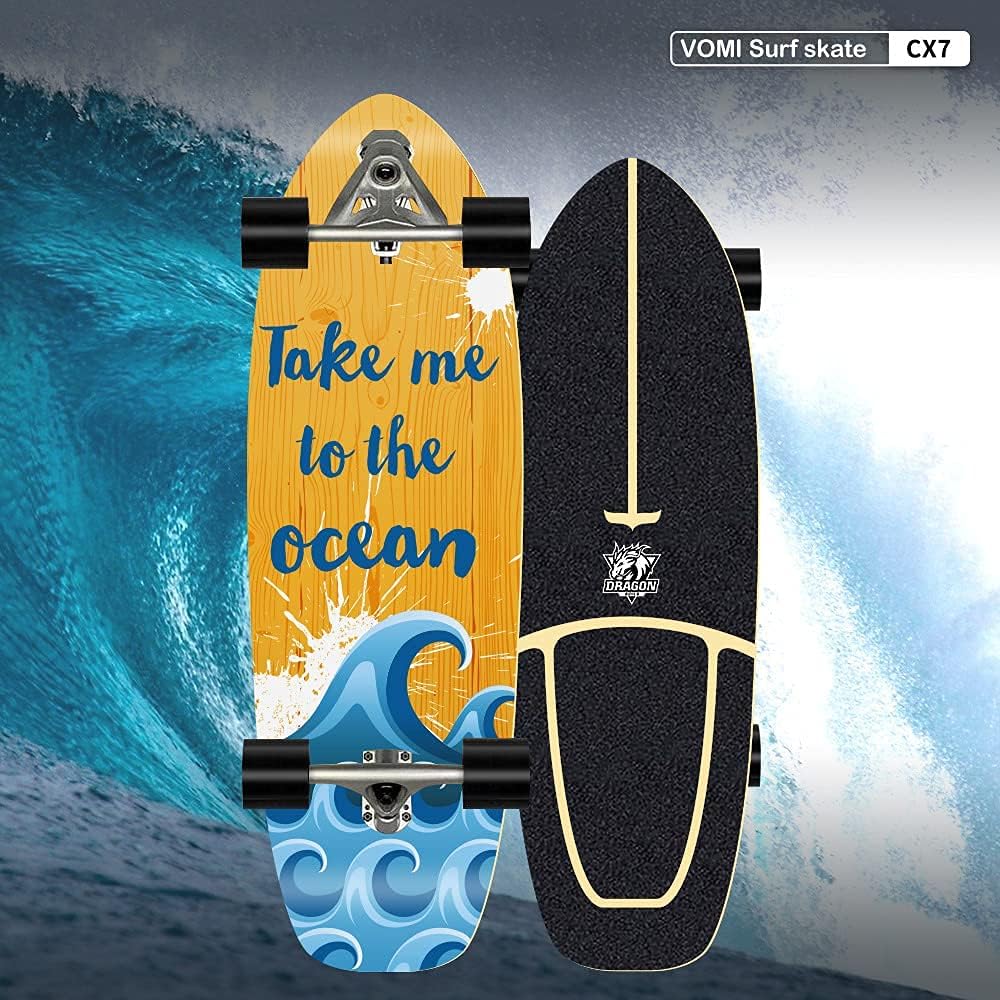 Surf Skates Carving Skateboard Pumpping C7 Truck(More Flexible Spring Structure) ABEC-11 Bearings 75×23.5cm Maple Complete Skateboard for Kids Teens Adults (More Suitable Skilled pro) (C)