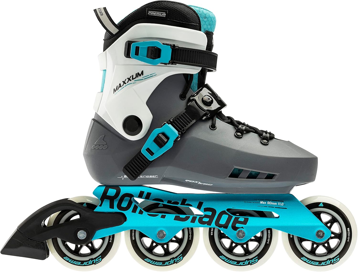 Rollerblade Maxxum XT Women's Adult Urban Inline Skate, Anthracite and Aqua, Performance Inline Skates