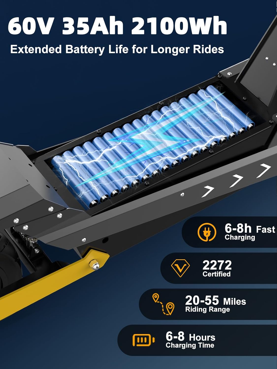 40/50MPH Electric Scooter Adults, 3000W/6000W Motor, 60V25Ah, 84Nm, 55Miles Fast Sports Dual Motor Escooter, 11