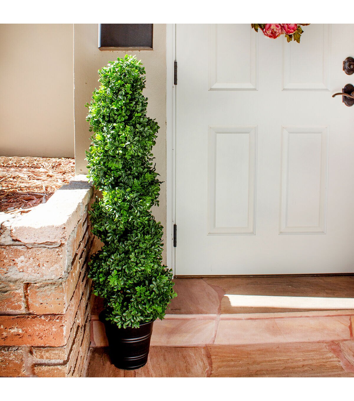 Nearly Natural Boxwood Spiral Topiary Planter