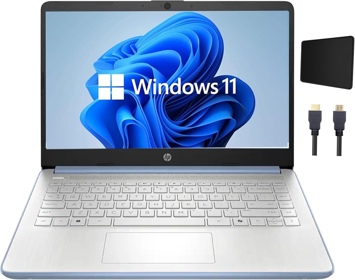 HP 14'' HD Business Laptop, Intel Processor N150 Processor, 4GB DDR4 RAM, 128GB UFS, Windows 11 Home in S Mode, One-Year Microsoft Office 365, Sky Blue with TGY Accessories