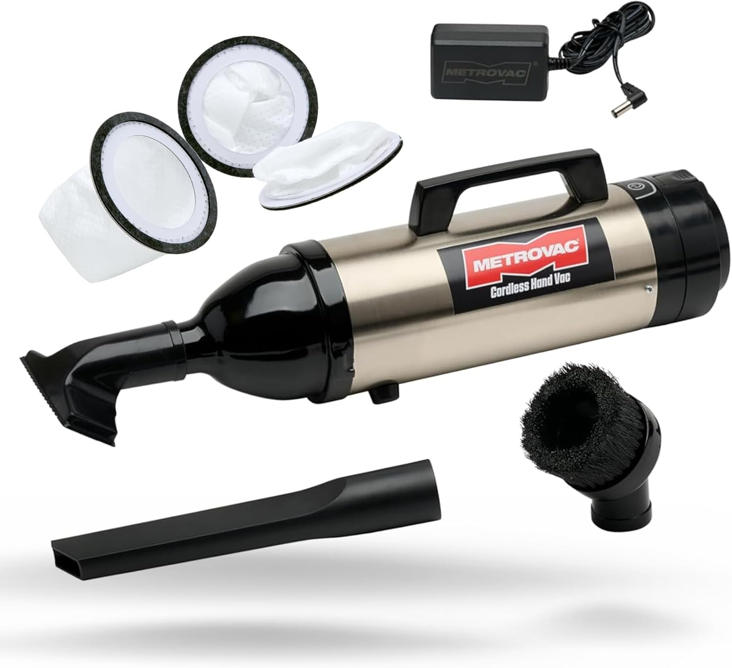 METROVAC Filter Bags 3 Pack Bundle with Stainless Steel Cordless Hand Vac Vacuum