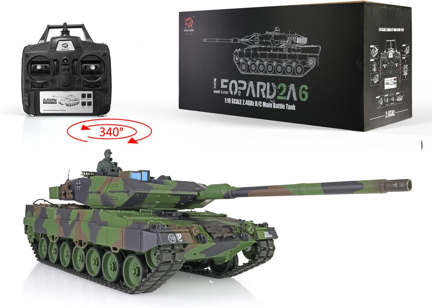 TOUCAN RC HOBBY US in Stock 1/16 Henglong Tk7.0 Leopard2A6 Rc Tank Ir Battle Bb Shooting Engine Smoke 2.4Ghz Remote Control Car Model 3889