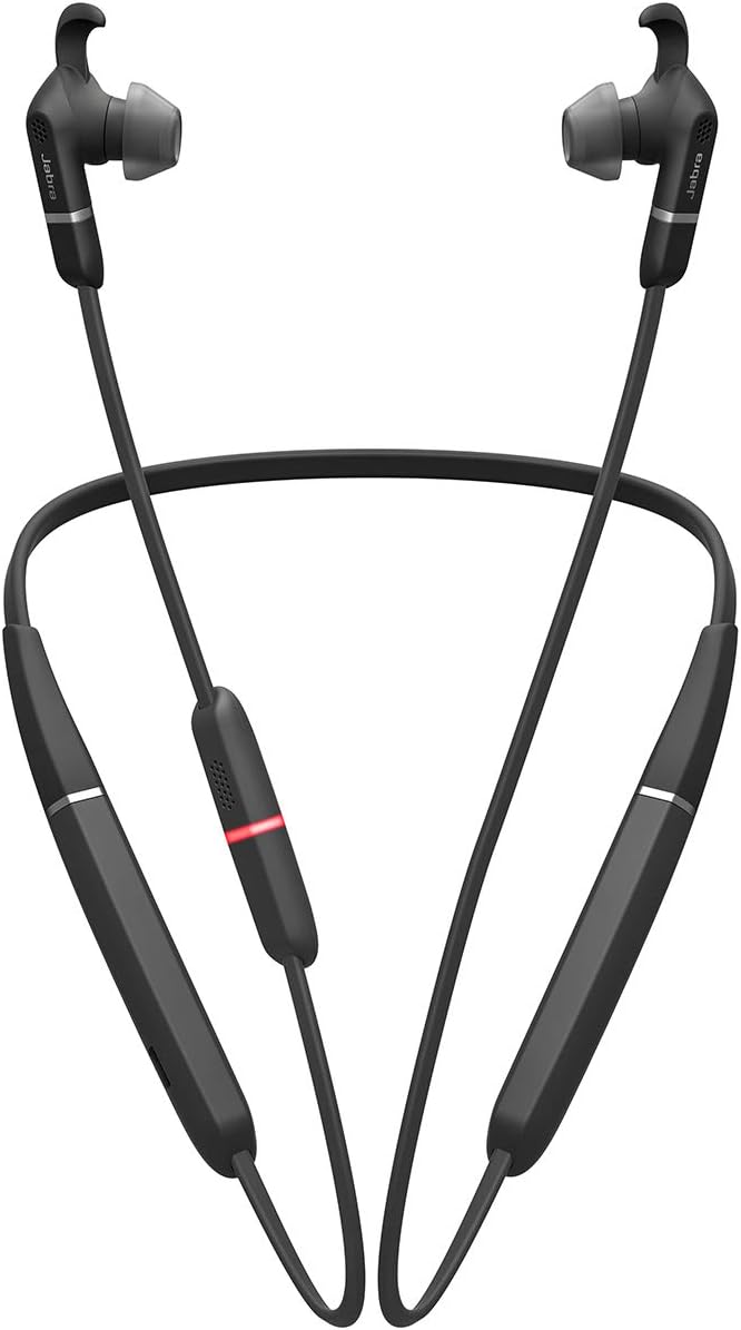 Jabra Evolve 65e Wireless Neckband Headset, Link 370, MS-Optimized – Bluetooth Headset with up to 13 Hours of Battery Life – Superior Sound for Calls and Music