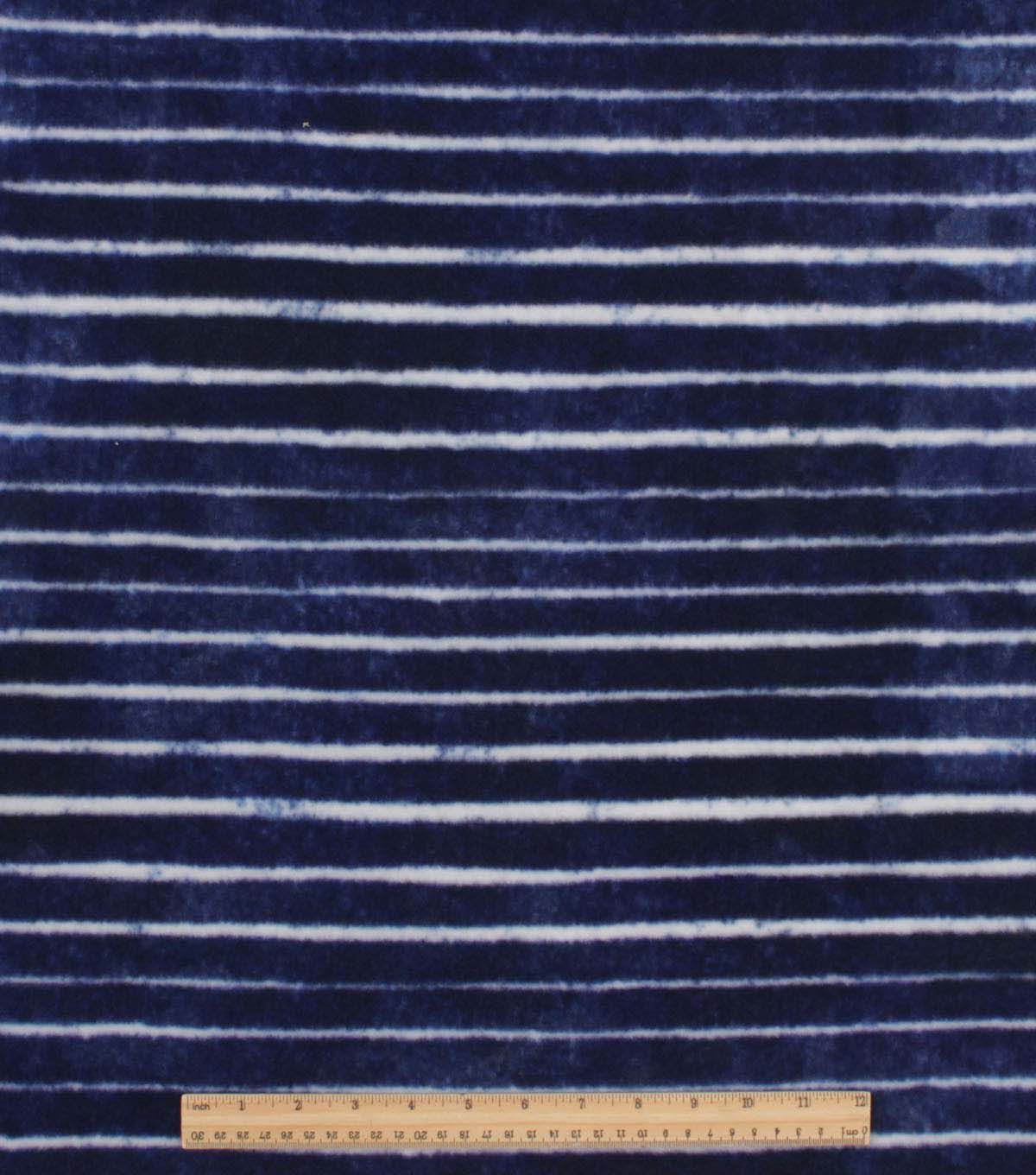 Blue Stripes Anti Pill Plush Fleece Fabric