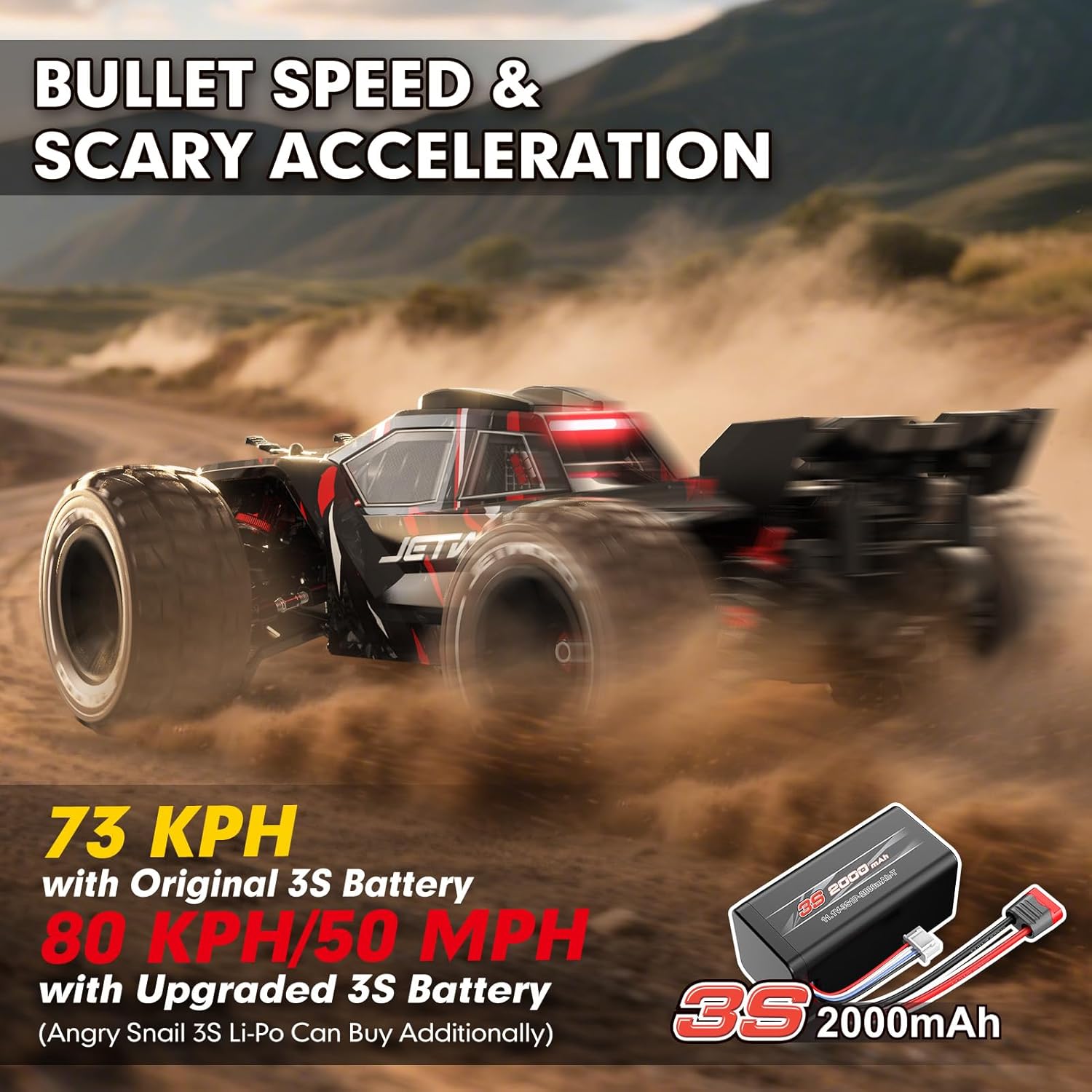 JETWOOD 1/14 50mph Electric Brushless RC Car for Adults, JC14EP V3 All Terrain Super Fast Remote Control Car, Offroad RTR Hobby RC Trucks, Waterproof 3S High Speed, Metal Gear Servo (Upgraded Version)