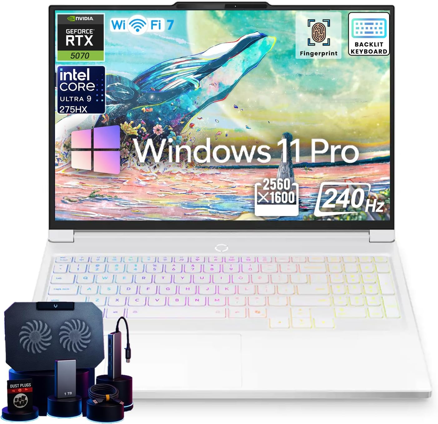 Lenovo Legion 7i Gaming Laptop | Dedicated GeForce RTX 5070 | 16’’ 2.5k Display | Intel 24-Core U9-275HX | Backlit KB | Facial Recognition | Win 11 Pro | Accessories | Wi-Fi 7 | 64GB DDR5+4TB SSD