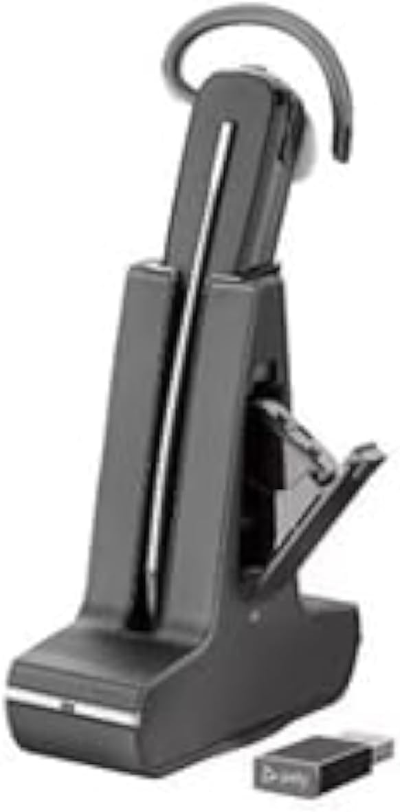 Poly Savi 8245-M Microsoft Teams Certified DECT 1920-1930 MHz USB-A Headset +D200 TAA - Mono, Stereo - USB Type A - Wireless - DECT - 449.5 ft - 32 Ohm - 20 Hz to 20 kHz - Over-the-ear - Monaural - In