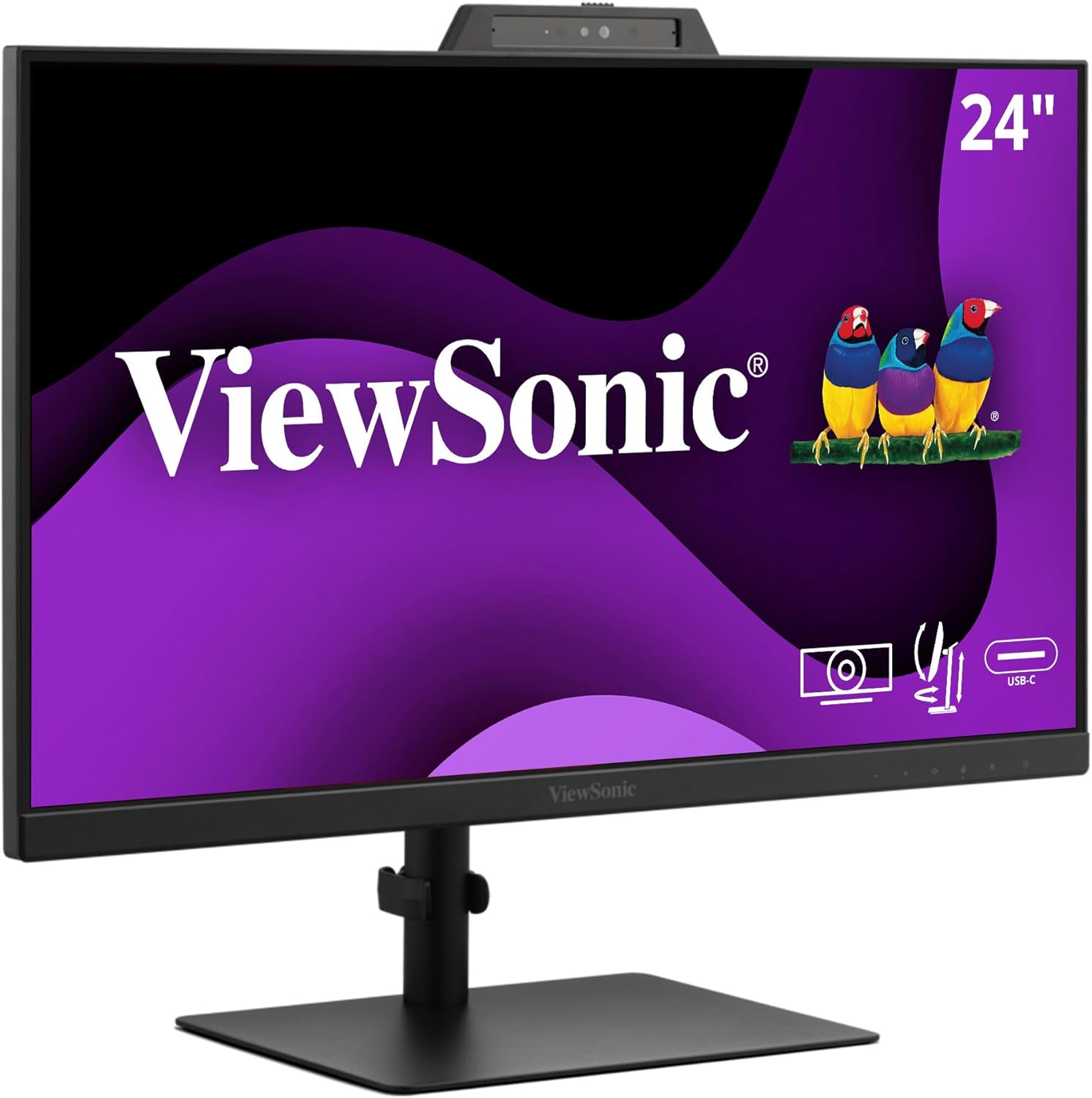 ViewSonic VG2441V 24 Inch 1080p IPS Video Conferencing Monitor with Integrated Windows Hello Certified IR 5MP Webcam, Built-in Microphone, Advanced Ergonomics, USB C, HDMI, and DisplayPort Inputs